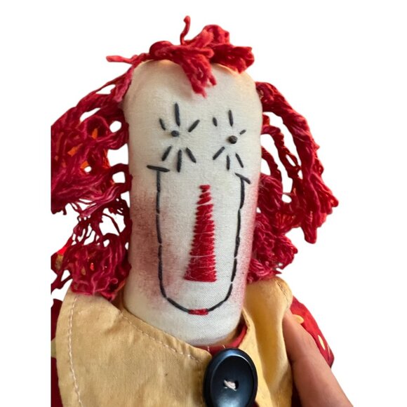 Handmade SIGNED Raggedy Ann Folk Art Cloth Doll — Primitive Americana Decor 21” - Picture 1 of 11